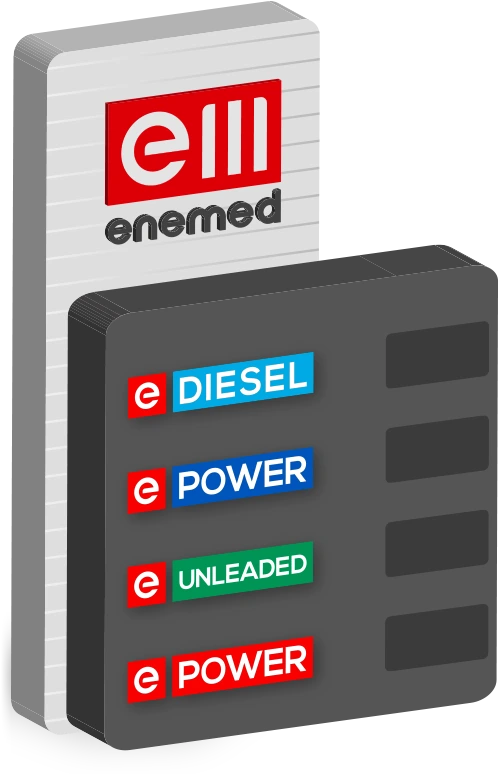 Enemed's fuel price board, showing eDiesel, ePower diesel, eUnleaded and ePower petrol